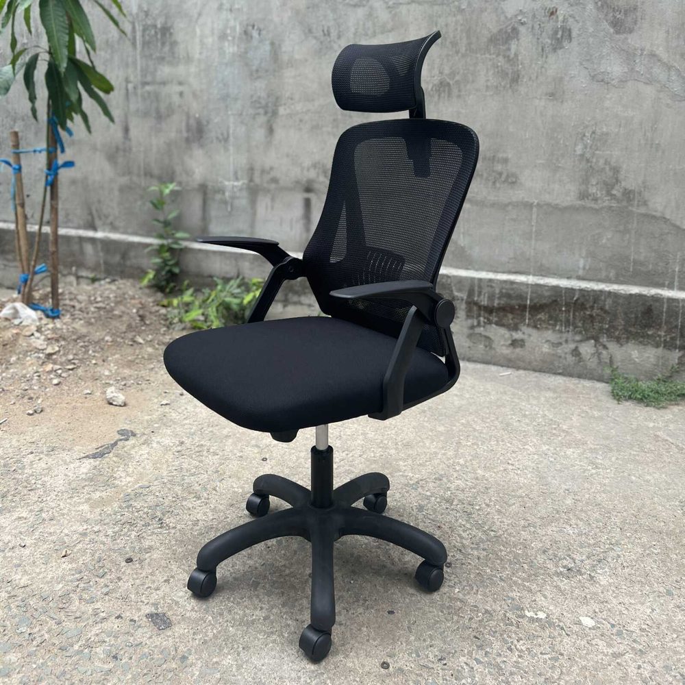[GXTH15] Ghế Xoay Văn Phòng Tựa Đầu Tay Gập Màu Đen - GX31