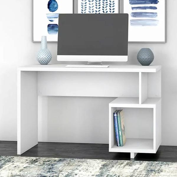 Bàn Làm Việc Gỗ Thiết Kế Tối Giản Kèm Kệ Vuông 2