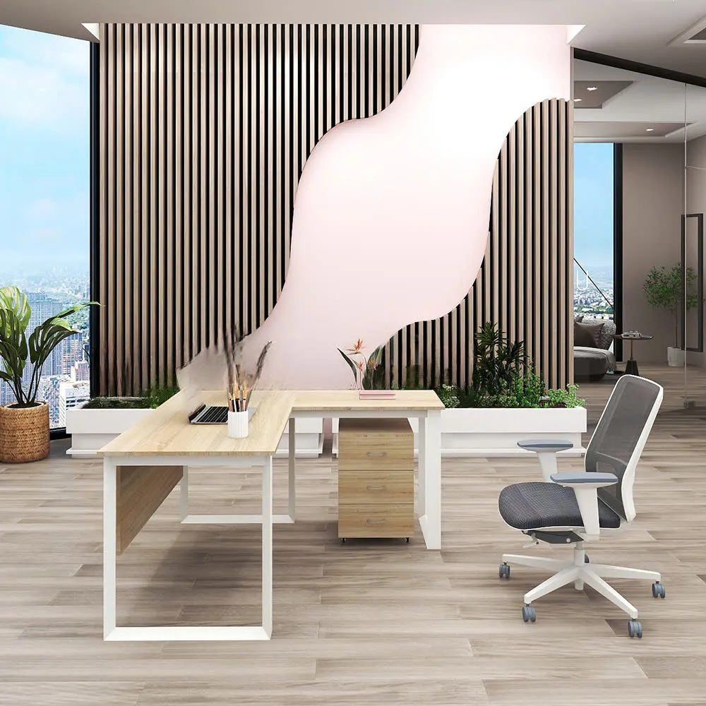 Bàn Làm Việc Chân Sắt Chữ L Yếm Lửng Chắc Chắn - BLV135 4