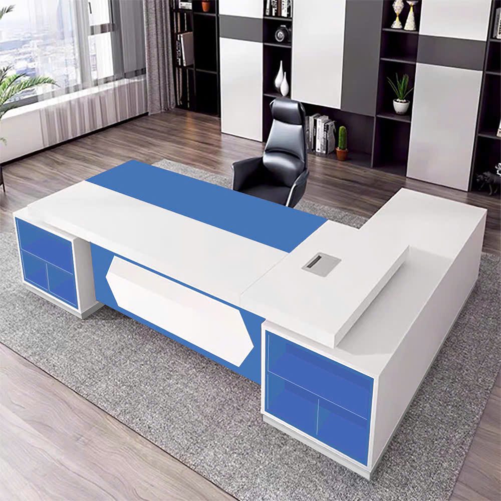 Bàn Giám Đốc Gỗ MDF Họa Tiết Lục Giác Nổi Bật - BGĐ139 3