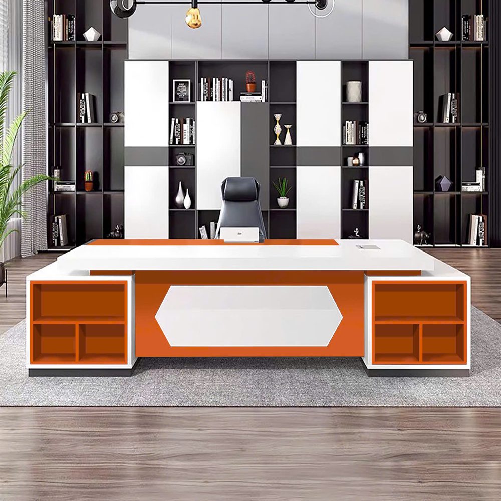 [BGĐ139] Bàn Giám Đốc Gỗ MDF Họa Tiết Lục Giác Nổi Bật - BGĐ139