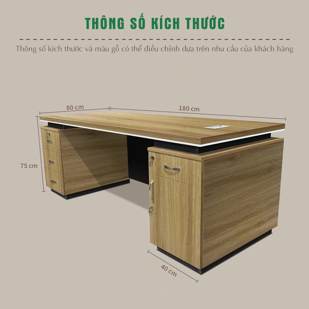 Bàn Giám Đốc Hộc Tủ Họa Tiết Mũi Tên Đối Xứng - BGĐ137 2