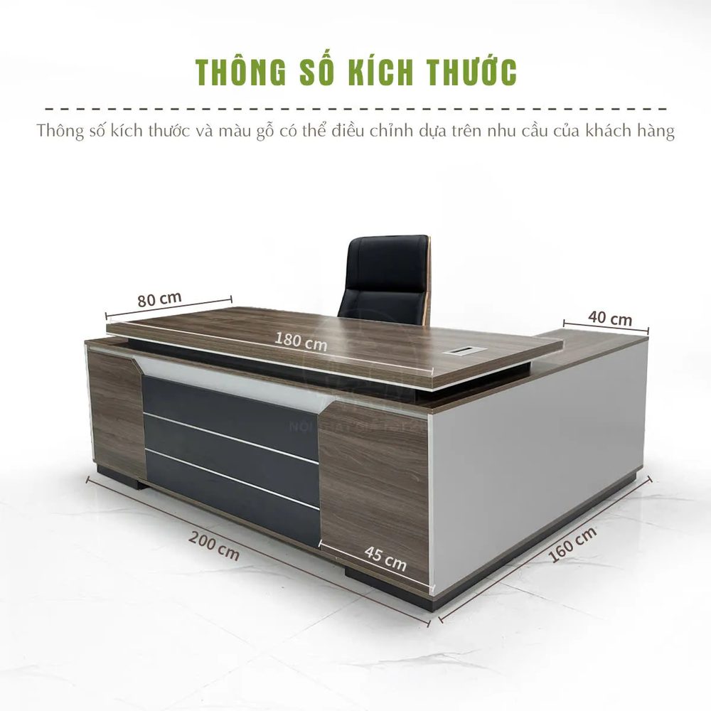 Bàn Giám Đốc Yếm Ốp Nổi Trang Nhã - BGĐ136 3