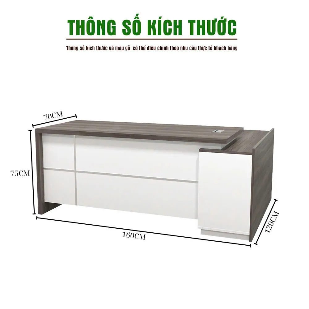 Bàn Giám Đốc Hai Tầng Mặt Nổi Tối Giản Hiện Đại - BGĐ134 3