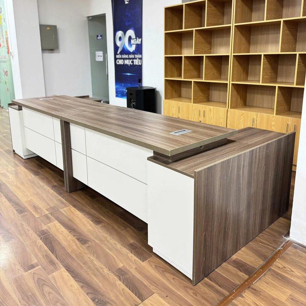 [BGĐ134] Bàn Giám Đốc Hai Tầng Mặt Nổi Tối Giản Hiện Đại - BGĐ134