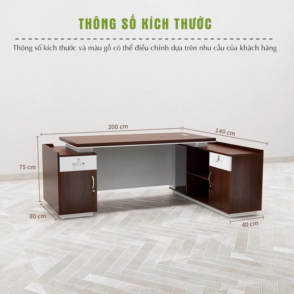 Bàn Giám Đốc Góc L Phối Màu Hiện Đại Sang Trọng - BGĐ132 2