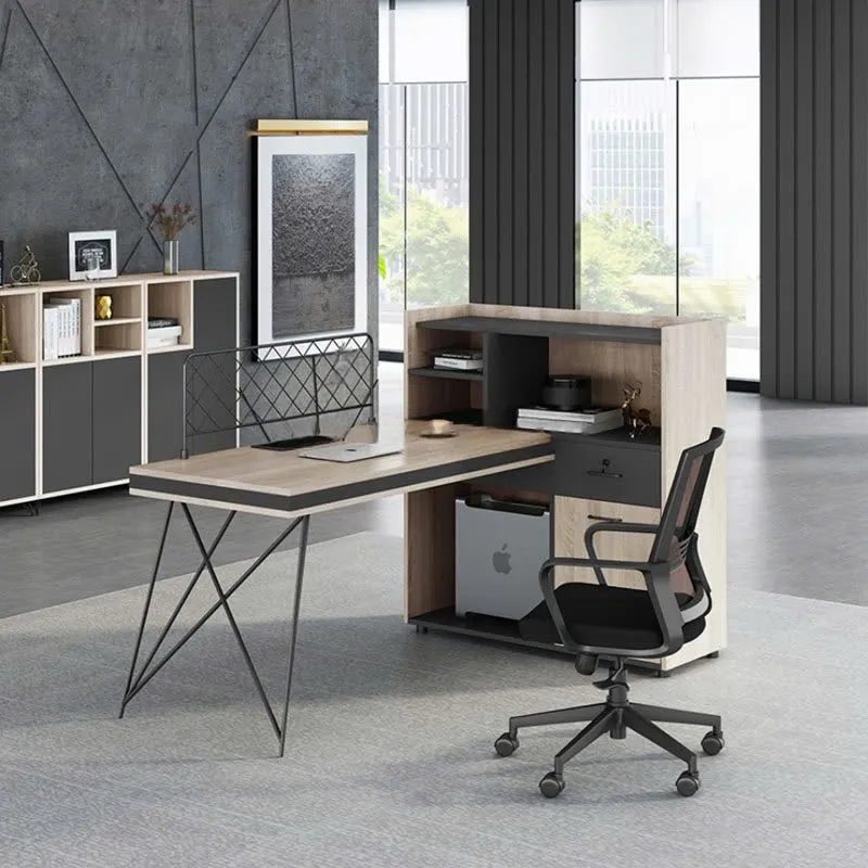 [BC119] Cụm Bàn Làm Việc Chân Sắt Phối Kệ Sách Hiện Đại - BC119