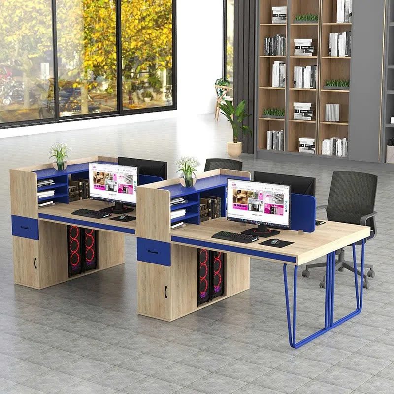 Cụm Bàn Làm Việc 4 Người Có Vách Ngăn Kệ Sách - BC115 3