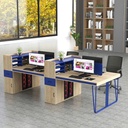 Cụm Bàn Làm Việc 4 Người Có Vách Ngăn Kệ Sách - BC115 3