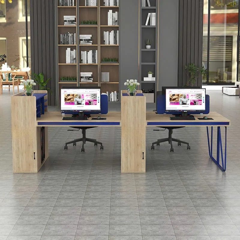 Cụm Bàn Làm Việc 4 Người Có Vách Ngăn Kệ Sách - BC115 4