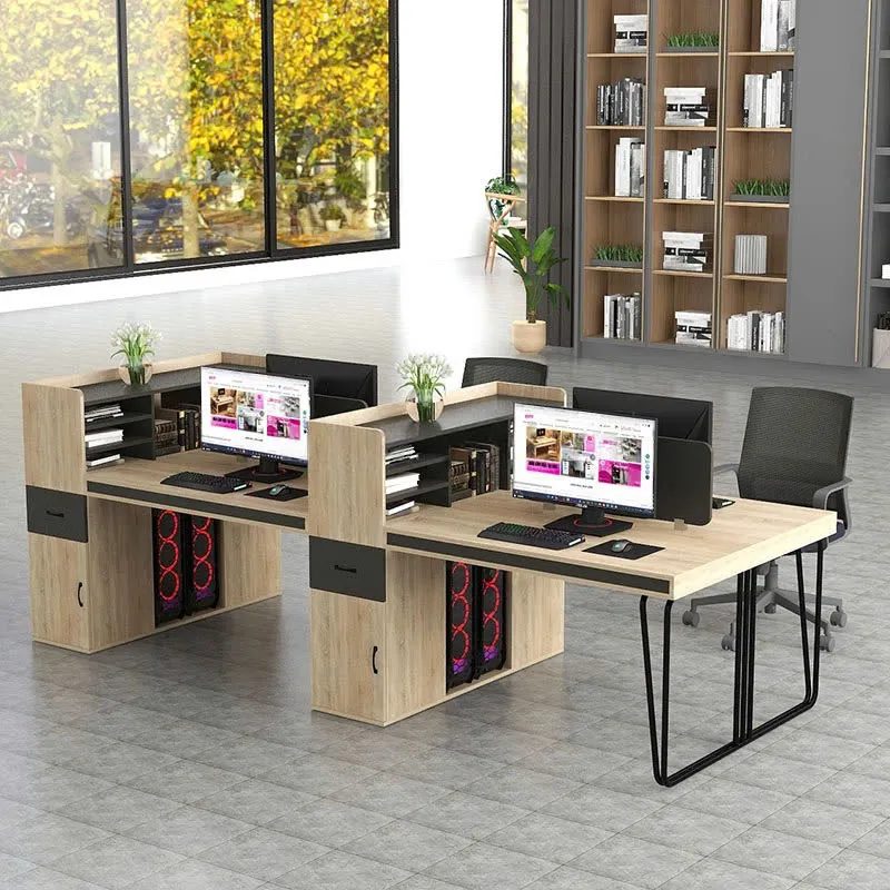 Cụm Bàn Làm Việc 4 Người Có Vách Ngăn Kệ Sách - BC115 5