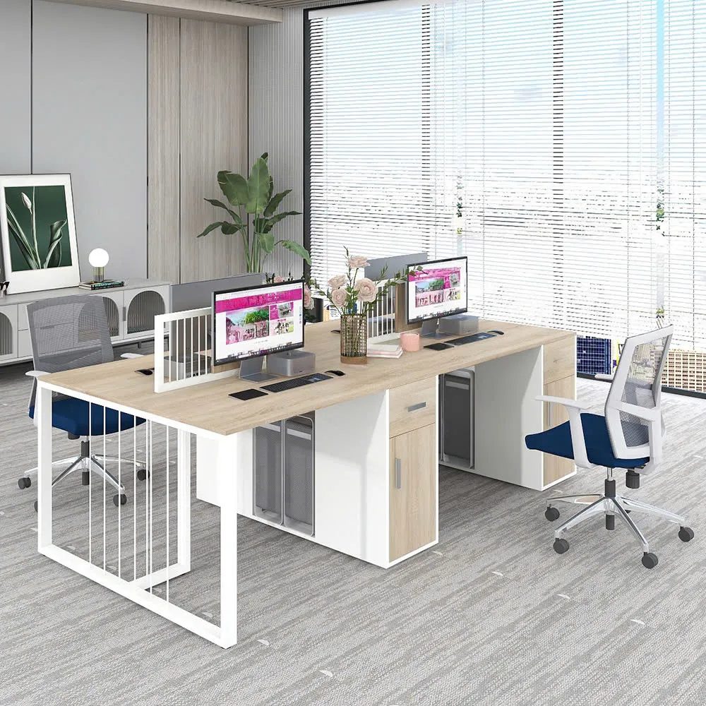 Cụm Bàn Làm Việc 4 Người Khung Sắt Lưới Mới Lạ - BC114 3