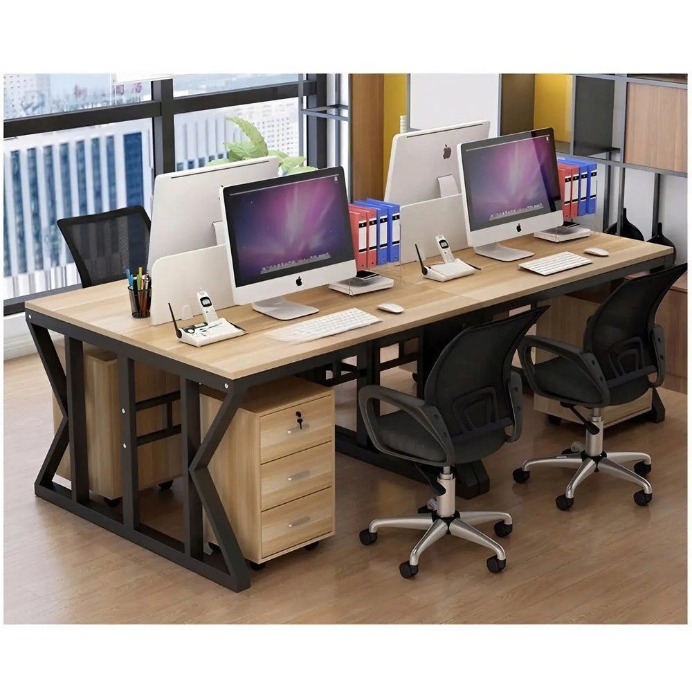 [BC113] Cụm Bàn Làm Việc 4 Người Khung Sắt Chữ K Hiện Đại - BC113