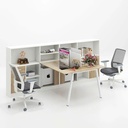 [BC110] Cụm Bàn Làm Việc 2 Người Chân Sắt Kèm Tủ Sách - BC110