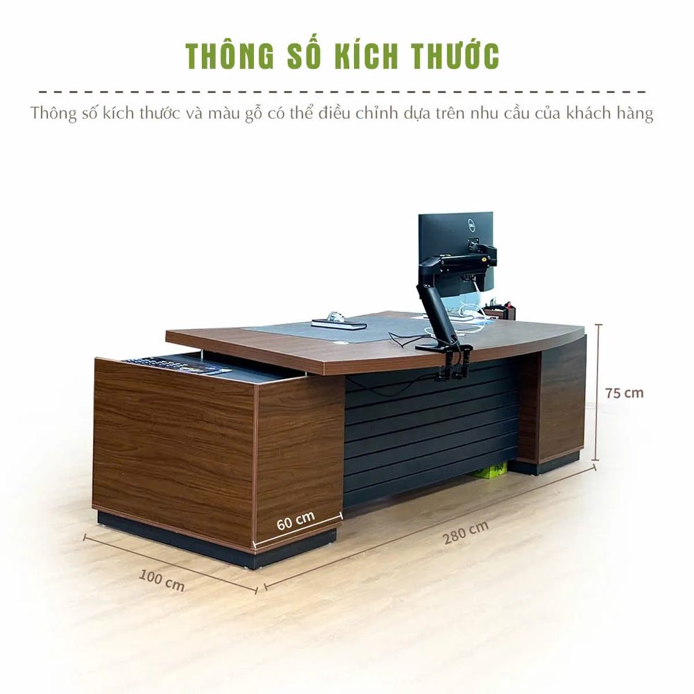 Bàn Giám Đốc Góc L Vân Gỗ Hiện Đại Sang Trọng - BGĐ131 3