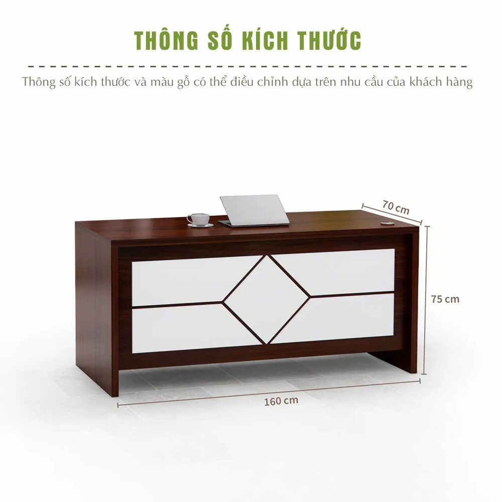 Bàn Giám Đốc Họa Tiết Kim Cương Sang Trọng - BGĐ127 2