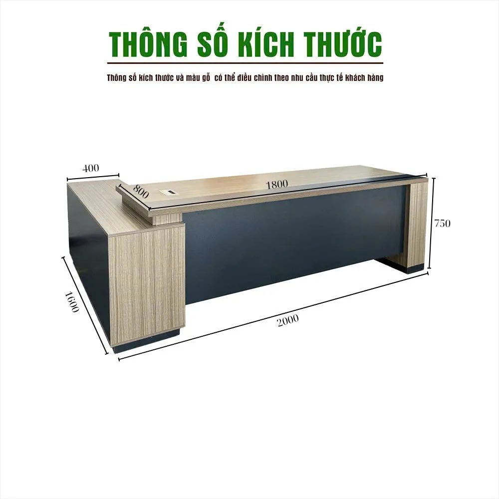 Bàn Giám Đốc Góc L Kiểu Dáng Tủ Phụ Tiện Lợi - BGĐ121 1