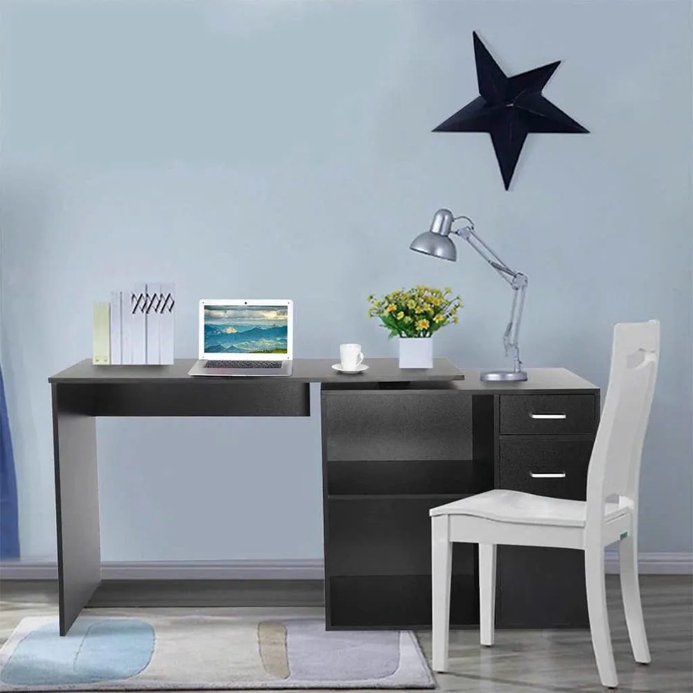 Bàn Làm Việc Gỗ Góc Kèm Tủ Và Kệ Mở - BG70 5