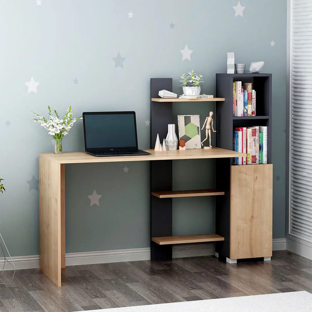 [BG63] Bàn Làm Việc Gỗ Kèm Tủ Trang Trí Đa Năng - BG63