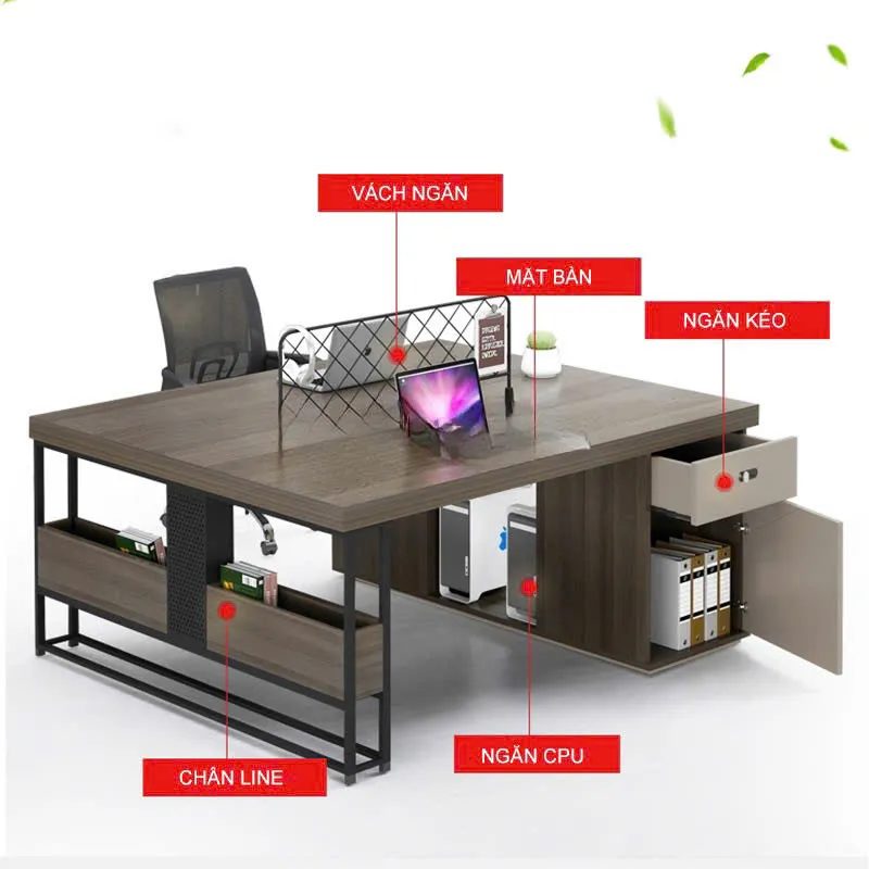 Bàn Làm Việc 2 Người Thiết Kế Vách Lưới Tối Giản - BC104 1