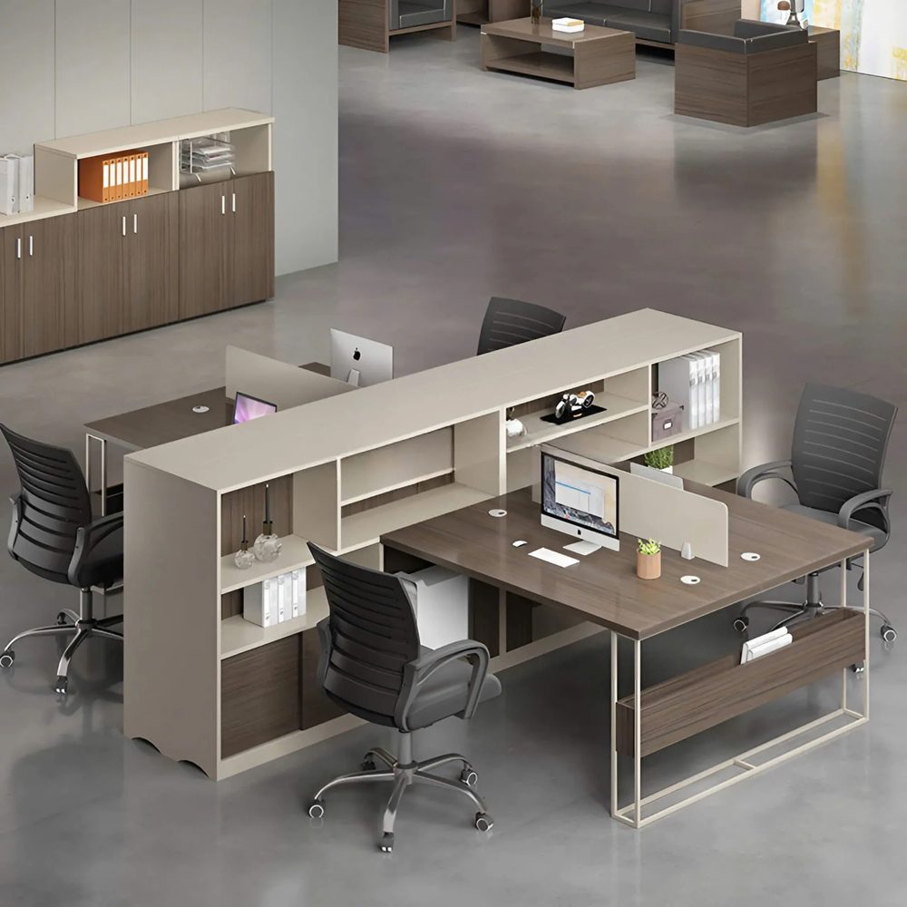 [BC103] Cụm Bàn Làm Việc 4 Người Liền Kệ Tủ Lưu Trữ - BC103