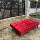 Ghế Sofa Bed Nhung Màu Đỏ Cao Cấp 1