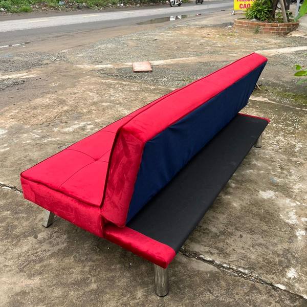 Ghế Sofa Bed Nhung Màu Đỏ Cao Cấp 2