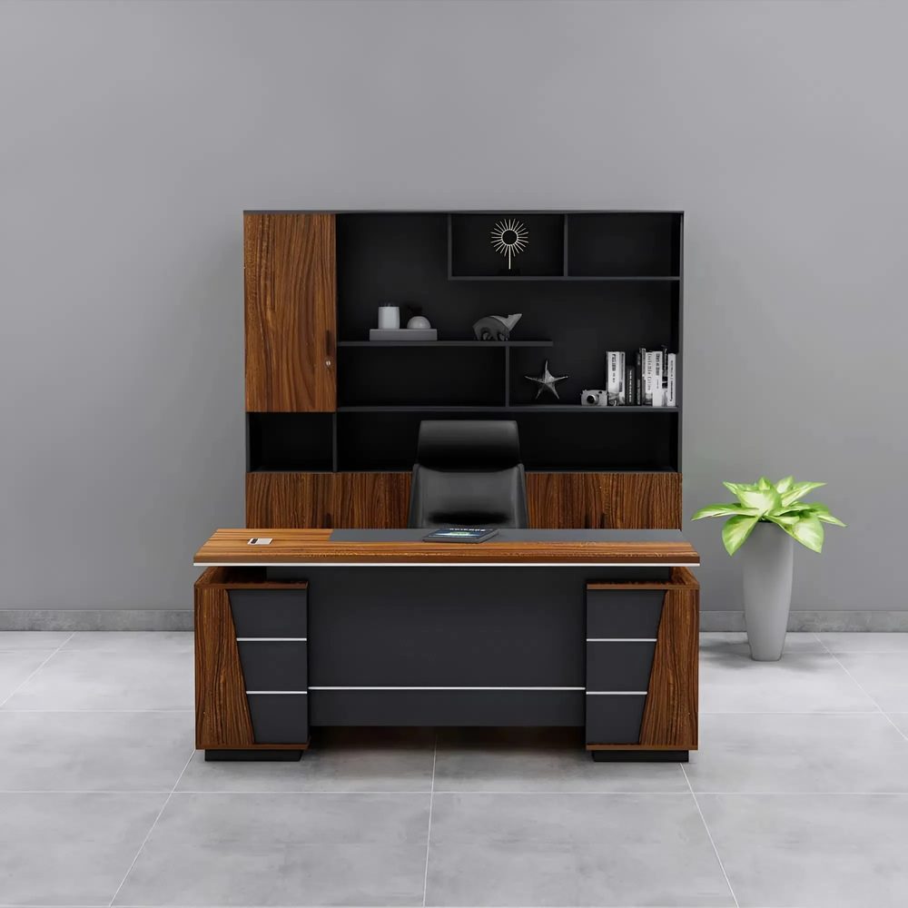 [BGĐ120] Bàn Giám Đốc Góc L Sọc Ngang Thanh Lịch - BGĐ120