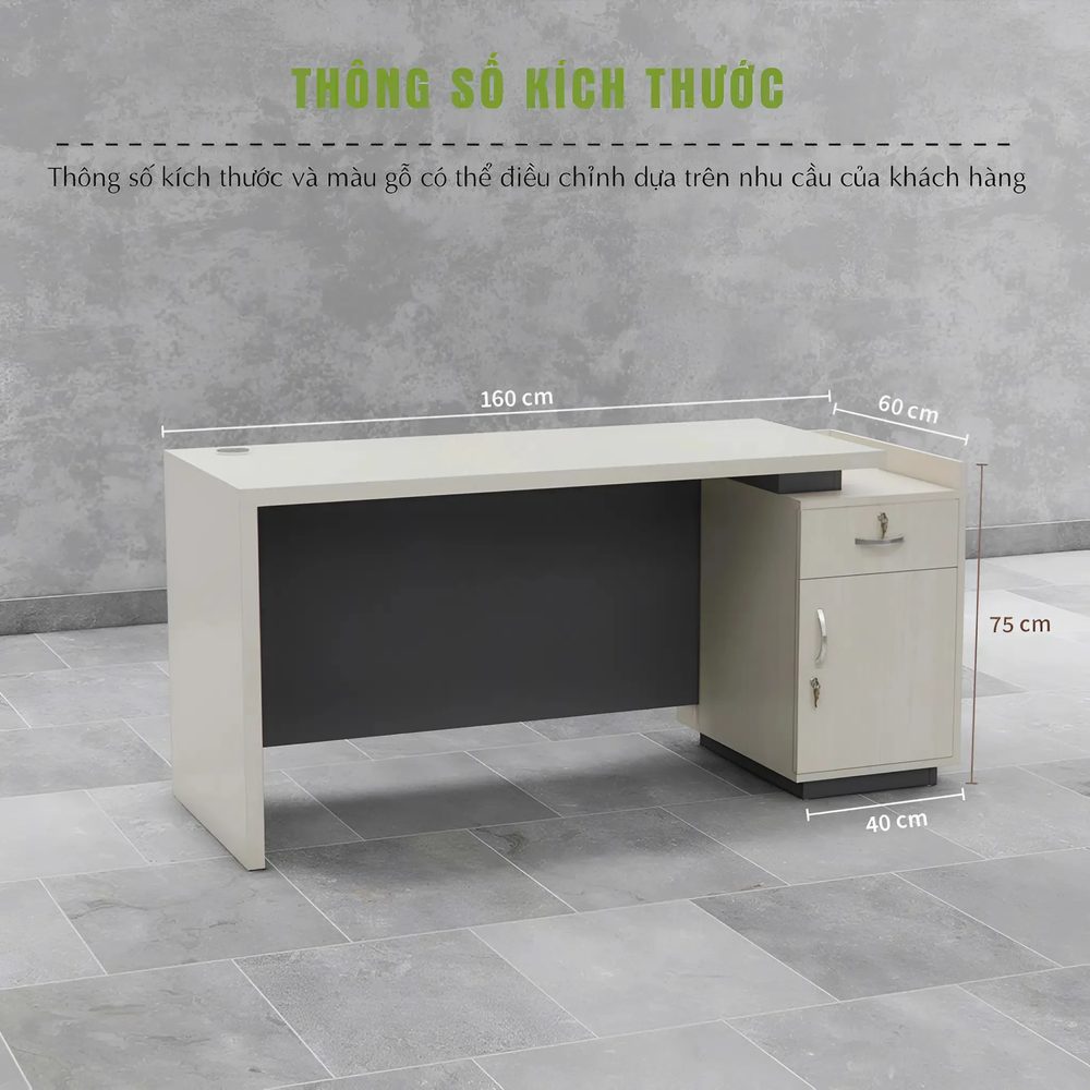 Bàn Giám Đốc Gỗ Phong Cách Tối Giản Kèm Tủ Phụ - BGĐ119 2