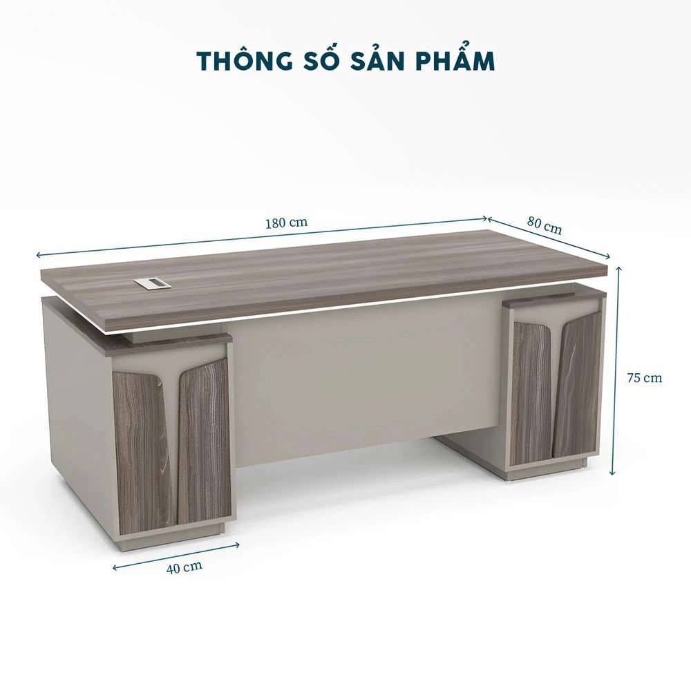 Bàn Giám Đốc Gỗ MDF Kết Hợp Hộc Tủ Đôi - BGĐ113 1