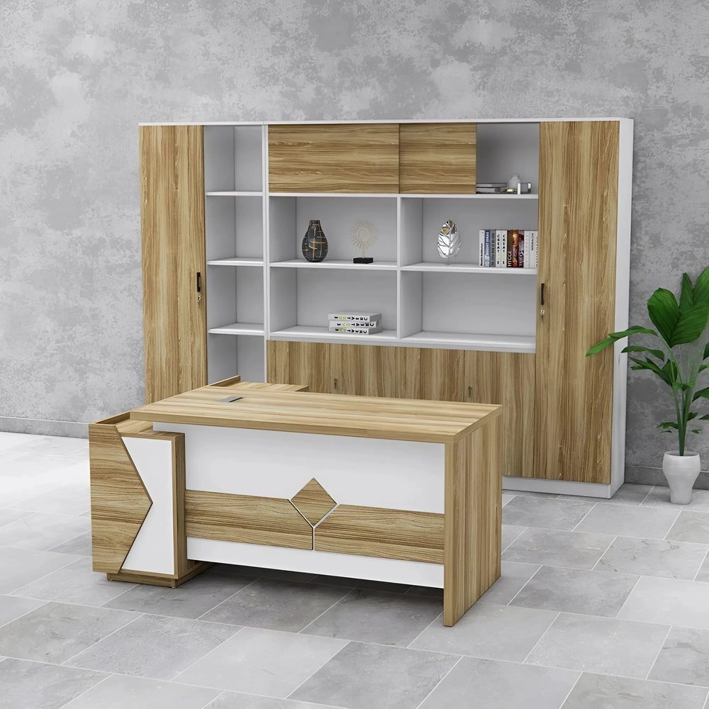 Bàn Giám Đốc Gỗ Sáng Họa Tiết Hình Khối - BGĐ111 2