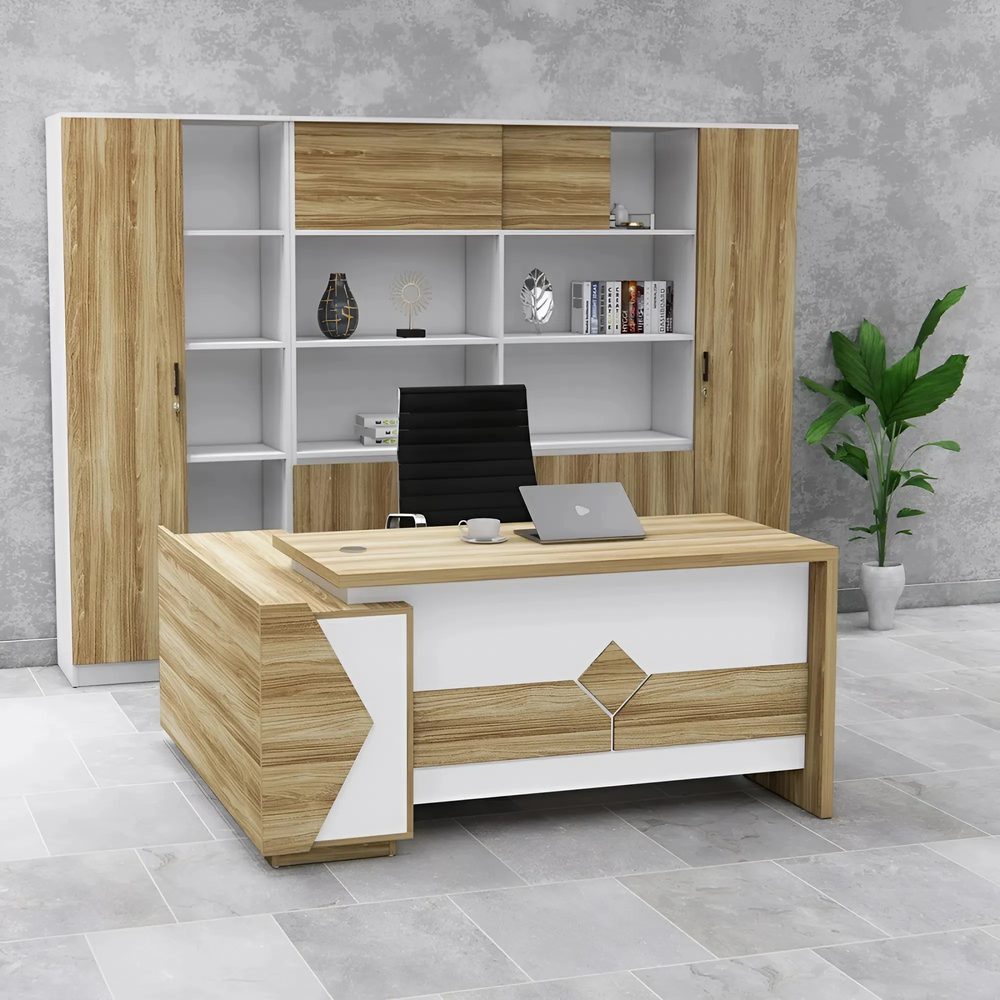 [BGĐ111] Bàn Giám Đốc Gỗ Sáng Họa Tiết Hình Khối - BGĐ111