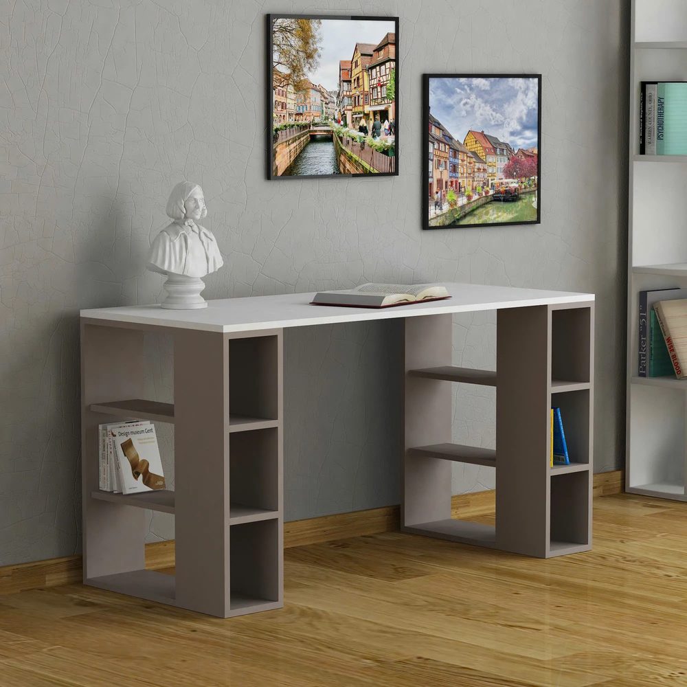 Bàn Làm Việc Gỗ Tích Hợp Kệ Sách Hai Bên - BG58 1