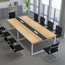 [BH21] Bàn Làm Việc Văn Phòng Chân Trắng Mặt Gỗ 3m6 - BH21