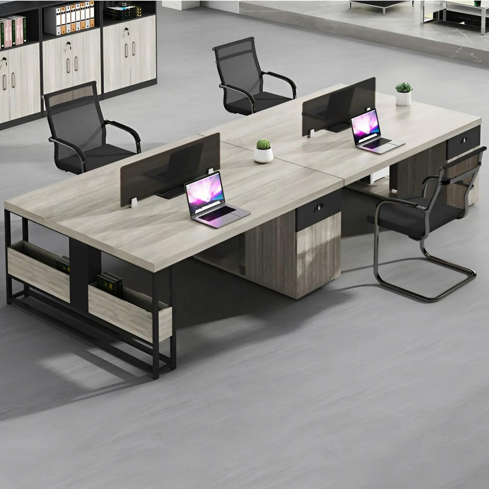 Cụm Bàn Làm Việc 4 Người Kèm Tủ Cá Nhân Tiện Dụng - BC98 2