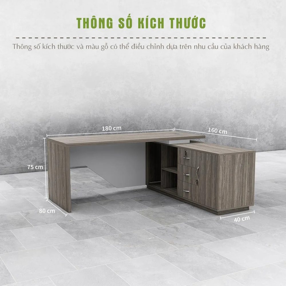Bàn Giám Đốc Kiểu Dáng Đặc Biệt Vát Chéo - BGĐ107 2
