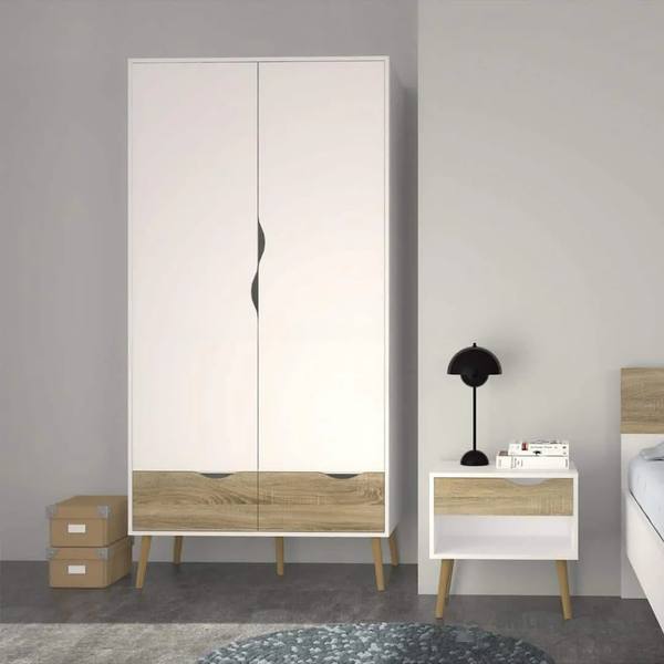 [TQA49] Tủ Quần Áo 2 Cánh Kết Hợp 2 Ngăn Kéo Tay Nắm Âm – TQA49