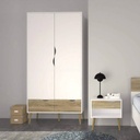 [TQA49] Tủ Quần Áo 2 Cánh Kết Hợp 2 Ngăn Kéo Tay Nắm Âm – TQA49