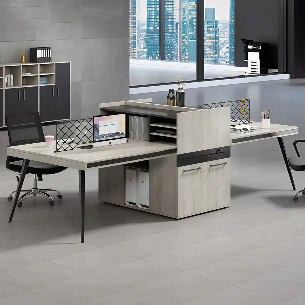 [BC90] Cụm Bàn Làm Việc 4 Người Kèm Tủ Lưu Trữ Linh Hoạt - BC90