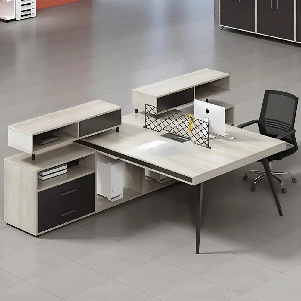 [BC87] Cụm Bàn Làm Việc 2 Người Kèm Hộc Tủ Lưu Trữ Tinh Tế - BC87