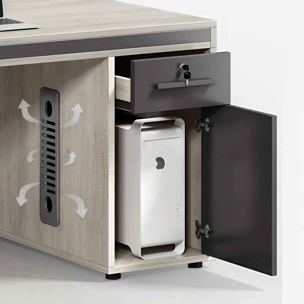 Cụm Bàn Làm Việc 4 Người Chân Sắt Tủ Tiện Lợi - BC81 1