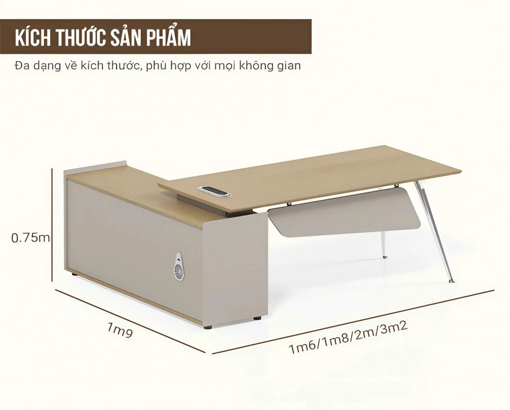 Bàn Giám Đốc Góc L Hiện Đại Mặt Gỗ Chân Sắt - BGĐ95 1