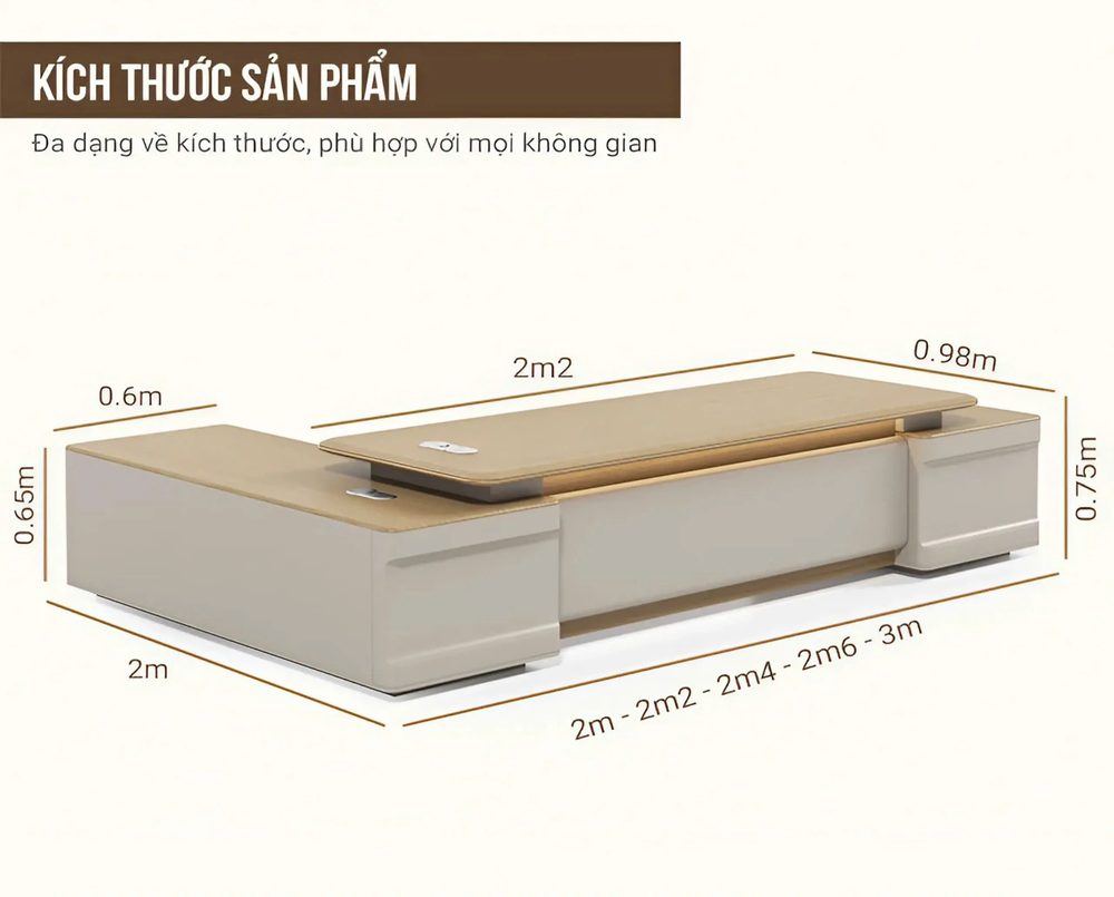 Bàn Giám Đốc Góc L Đa Năng Kiểu Mới - BGĐ94 4