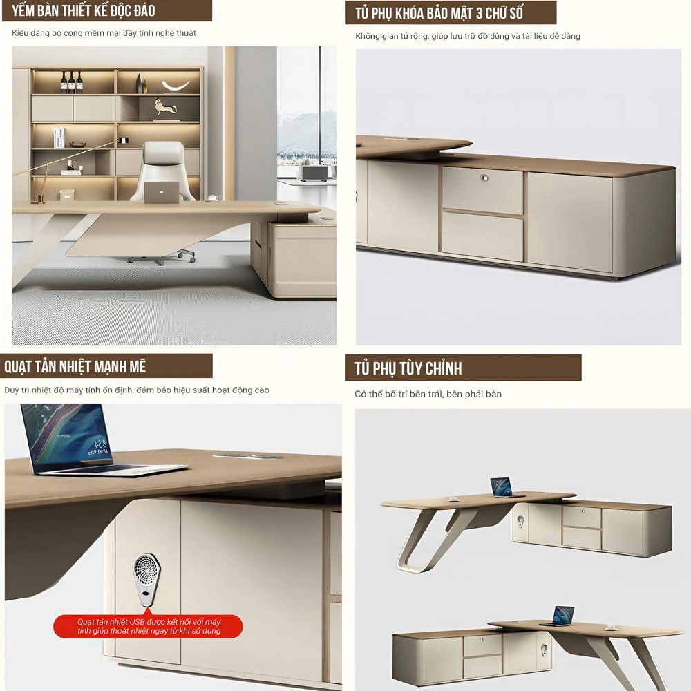 Bàn Làm Việc Giám Đốc Góc L Có Hộc - BGĐ93 5