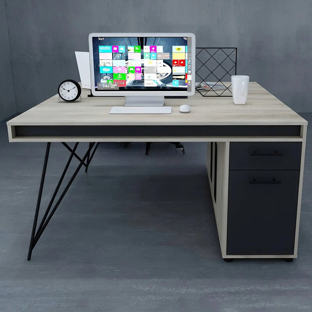 Cụm Bàn Làm Việc 2 Người Chân Sắt Chất Lượng Cao - BC60 1