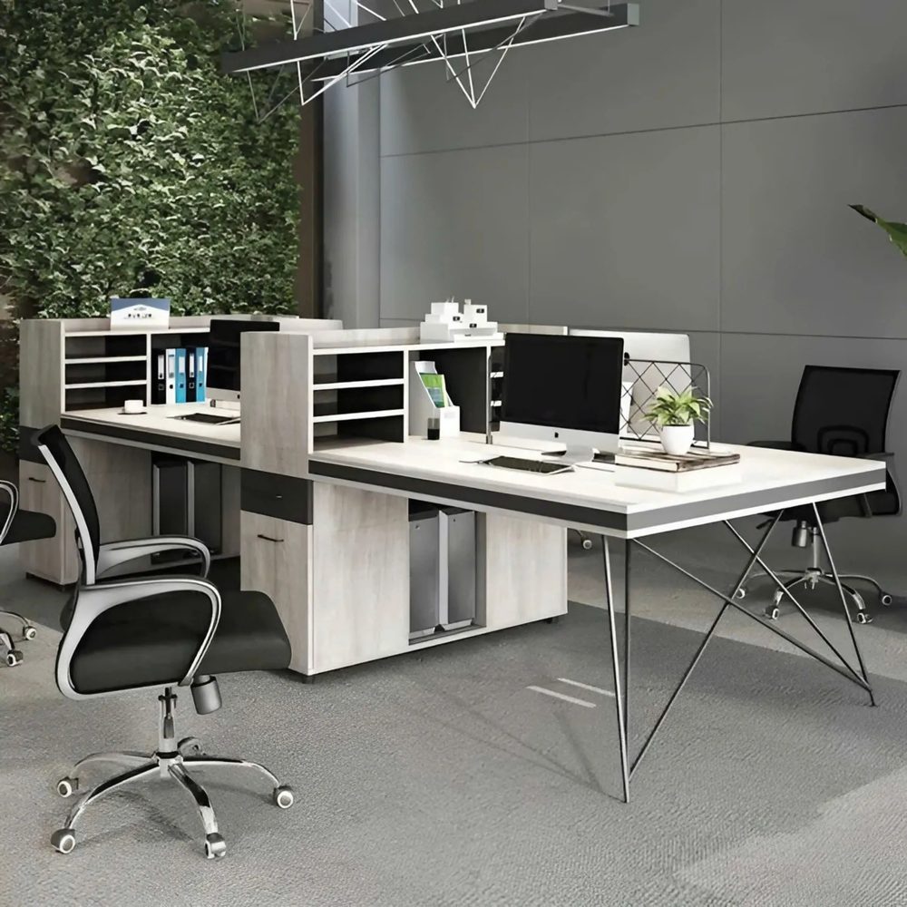 Cụm Bàn Làm Việc 4 Người Chân Sắt Hiện Đại - BC52 3