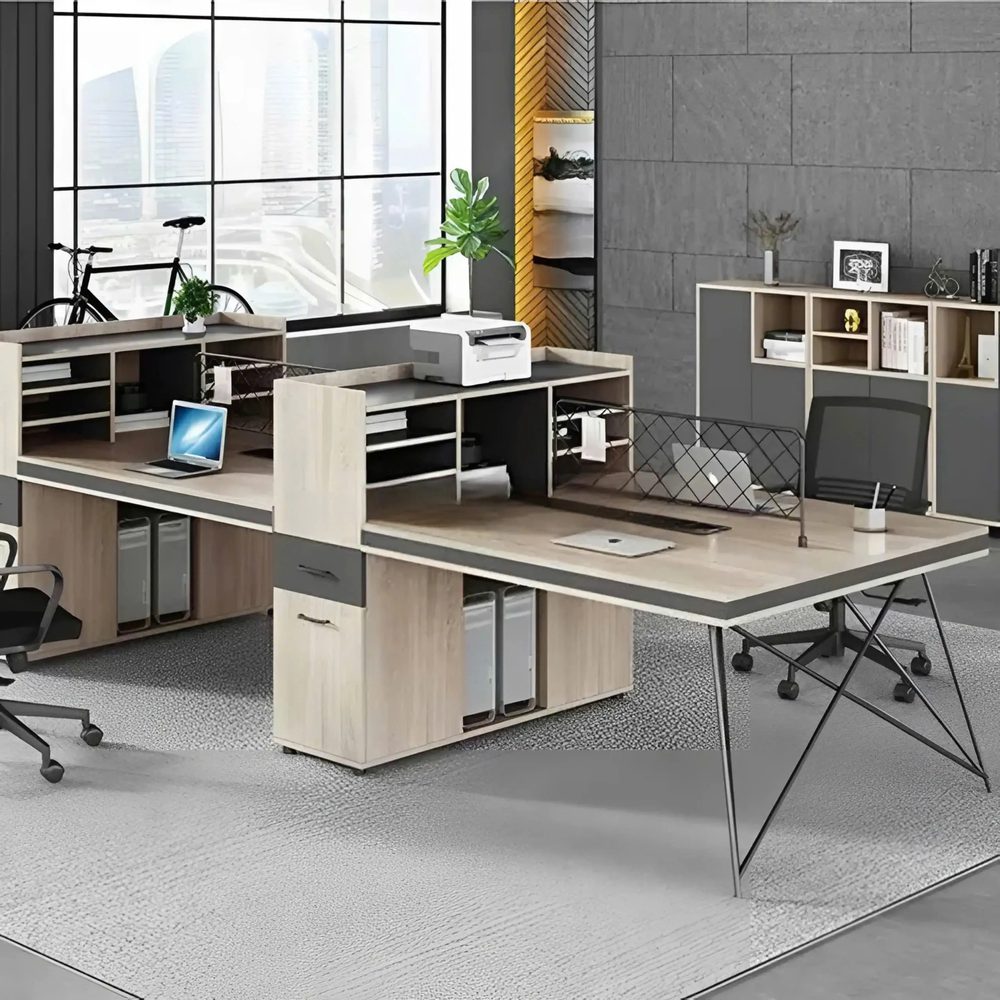 Cụm Bàn Làm Việc 4 Người Chân Sắt Hiện Đại - BC52 4