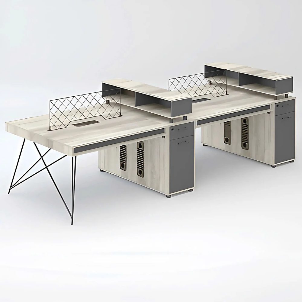 Cụm Bàn Làm Việc 4 Người Chân Sắt Độc Đáo - BC51 3