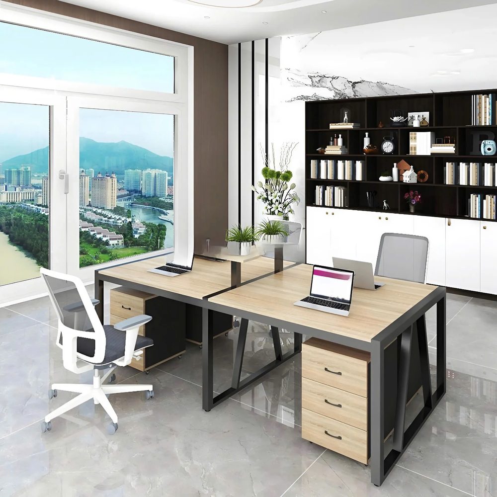 Cụm Bàn Làm Việc 4 Người Chân Sắt Sơn Tĩnh Điện 2m4 - BC50 4