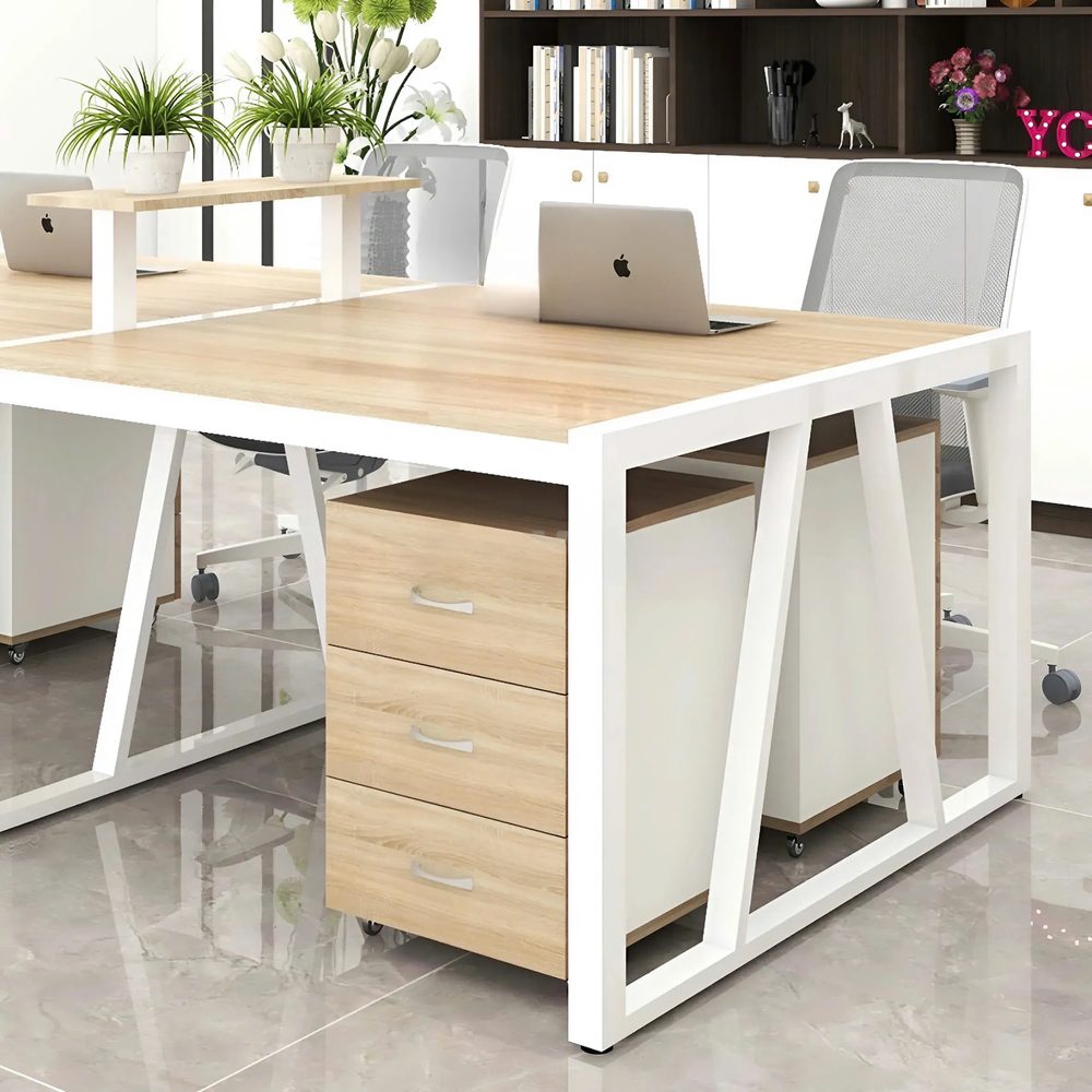 Cụm Bàn Làm Việc 4 Người Chân Sắt Sơn Tĩnh Điện 2m4 - BC50 5